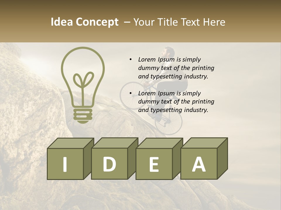 A Man Riding A Bike On Top Of A Mountain PowerPoint Template