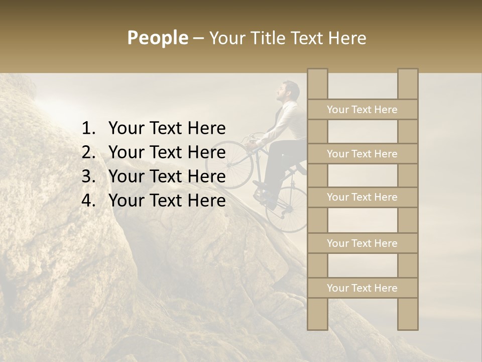 A Man Riding A Bike On Top Of A Mountain PowerPoint Template