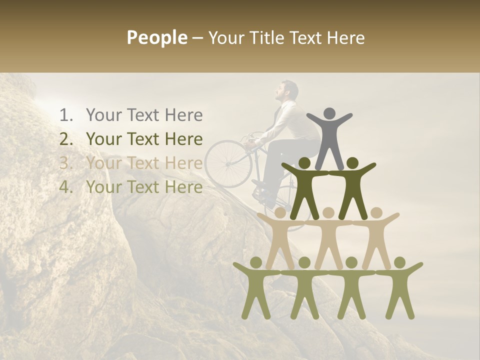 A Man Riding A Bike On Top Of A Mountain PowerPoint Template