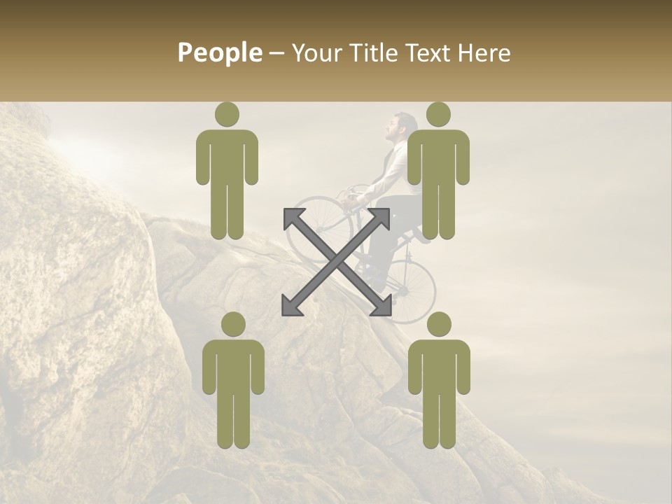 A Man Riding A Bike On Top Of A Mountain PowerPoint Template