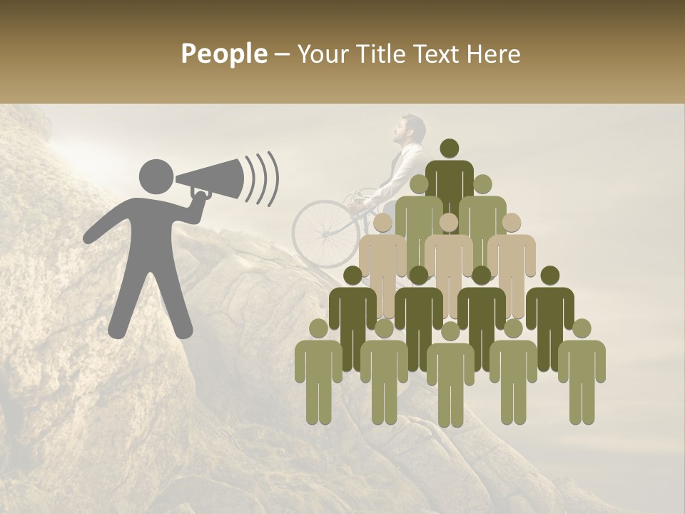 A Man Riding A Bike On Top Of A Mountain PowerPoint Template