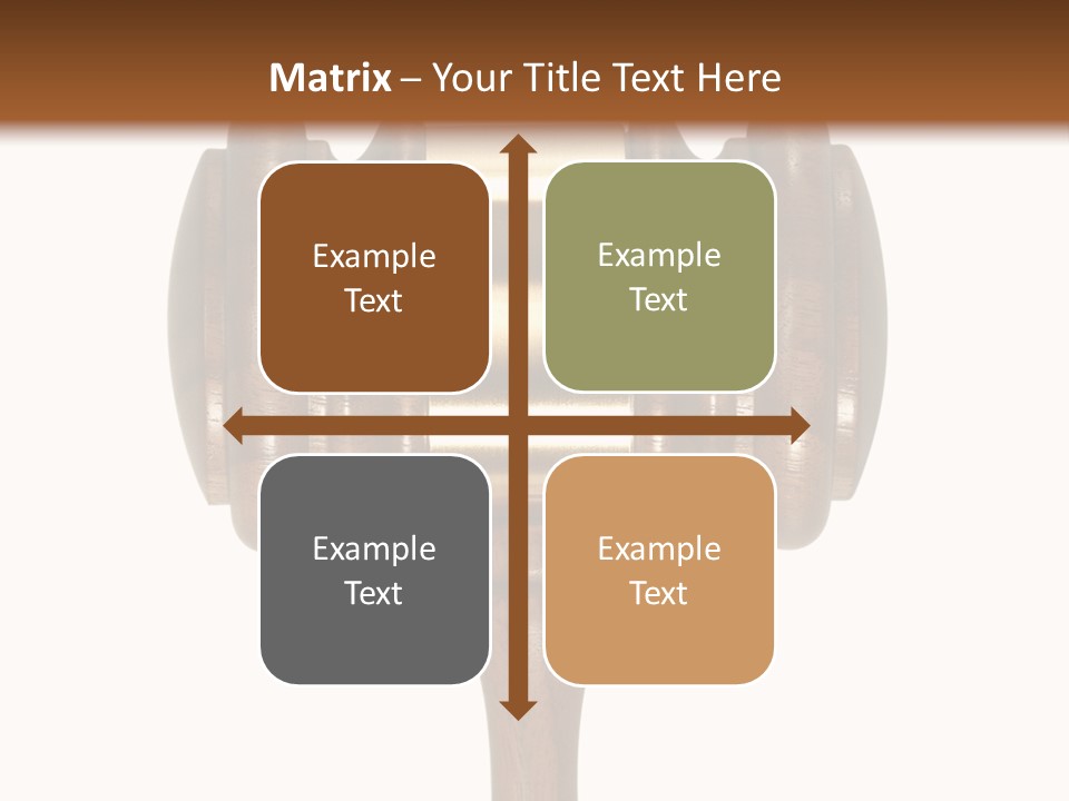 A Wooden Judge's Hammer On A White And Brown Background PowerPoint Template