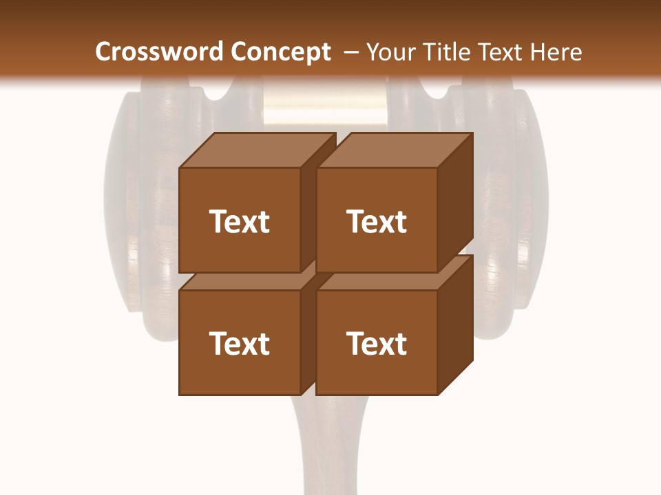 A Wooden Judge's Hammer On A White And Brown Background PowerPoint Template