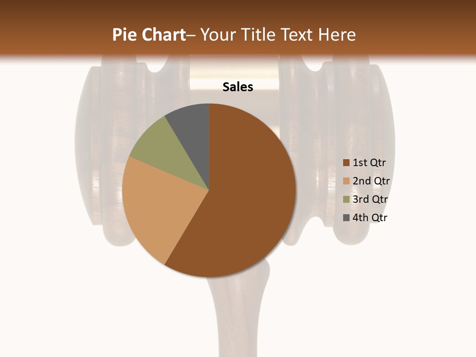 A Wooden Judge's Hammer On A White And Brown Background PowerPoint Template