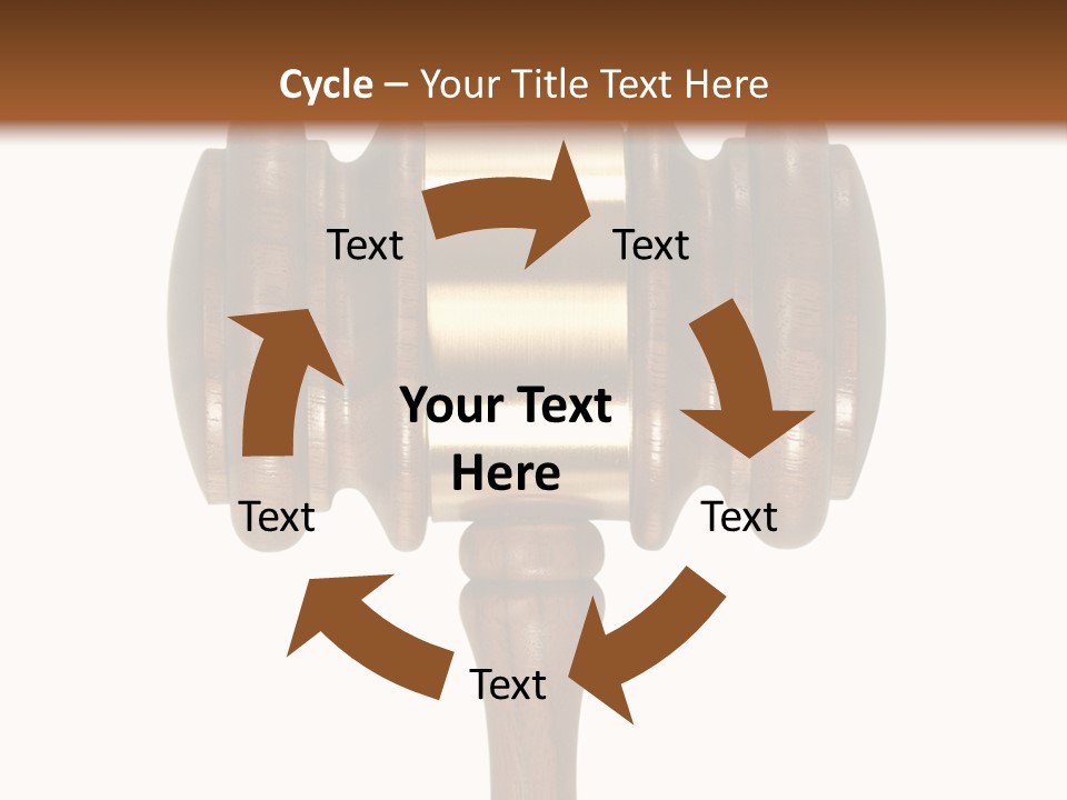 A Wooden Judge's Hammer On A White And Brown Background PowerPoint Template