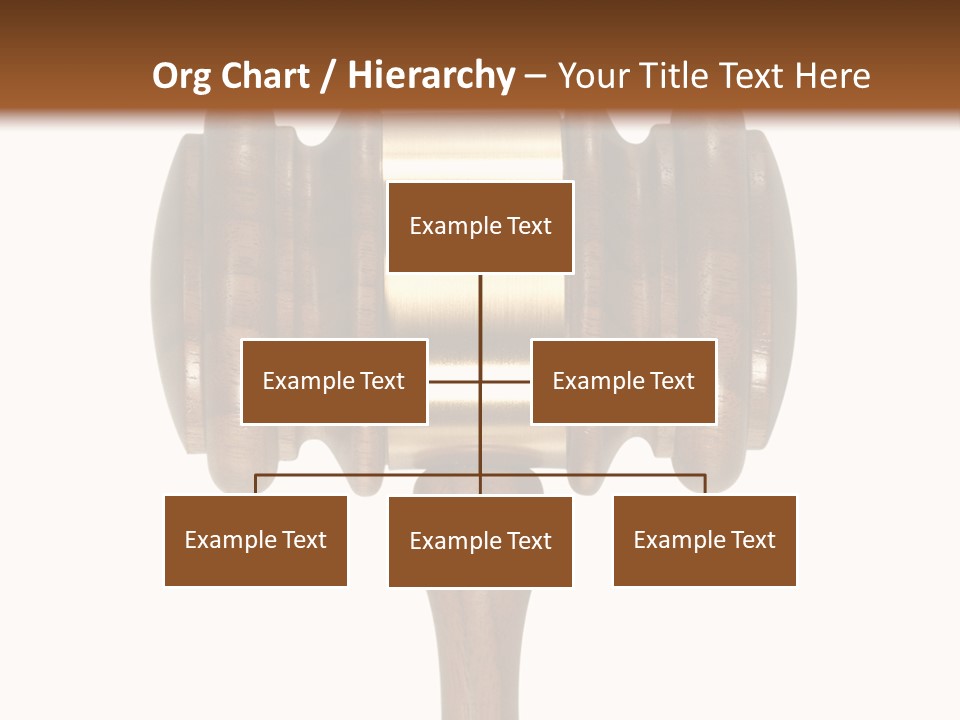 A Wooden Judge's Hammer On A White And Brown Background PowerPoint Template