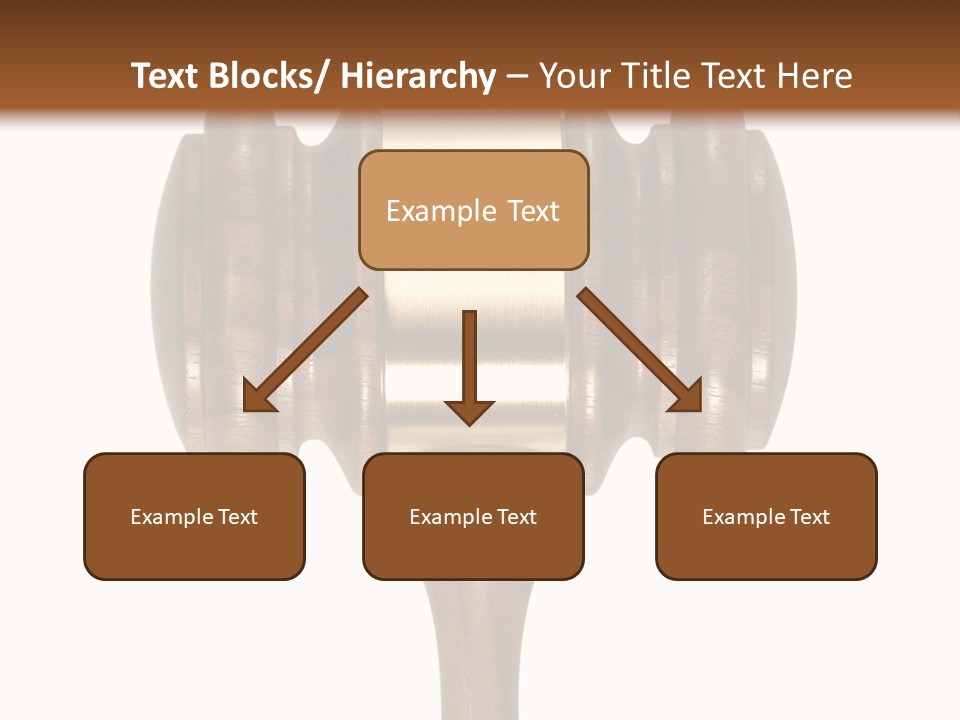 A Wooden Judge's Hammer On A White And Brown Background PowerPoint Template