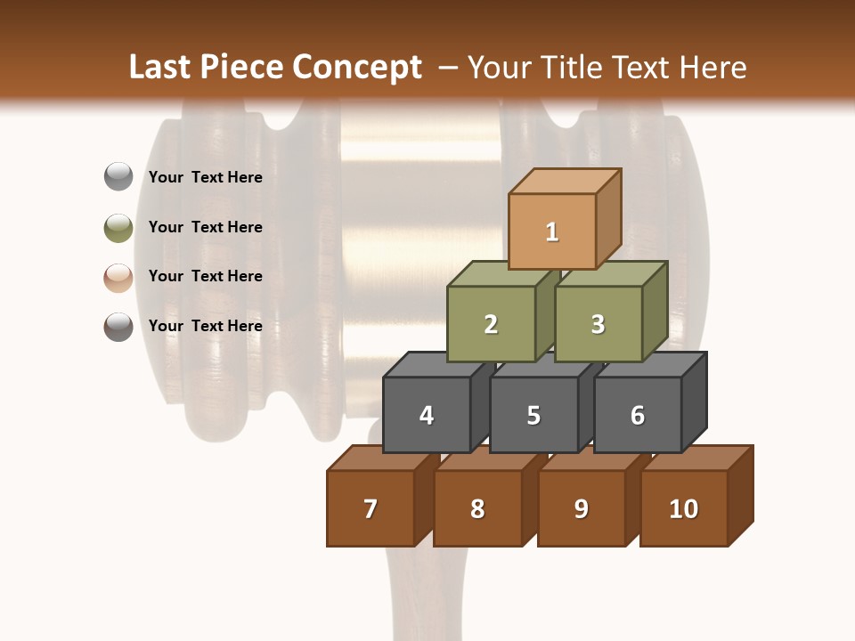 A Wooden Judge's Hammer On A White And Brown Background PowerPoint Template