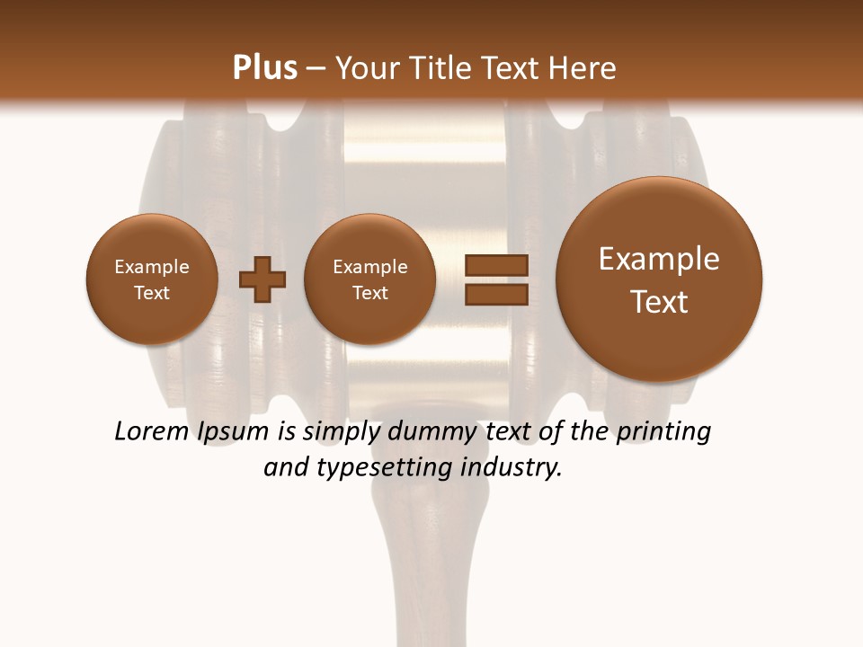 A Wooden Judge's Hammer On A White And Brown Background PowerPoint Template