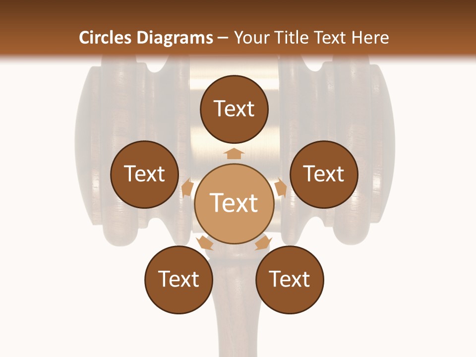 A Wooden Judge's Hammer On A White And Brown Background PowerPoint Template