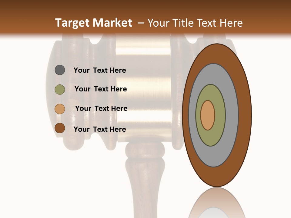 A Wooden Judge's Hammer On A White And Brown Background PowerPoint Template