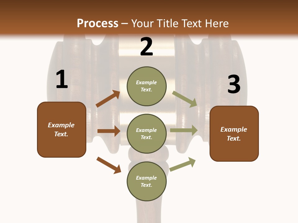 A Wooden Judge's Hammer On A White And Brown Background PowerPoint Template