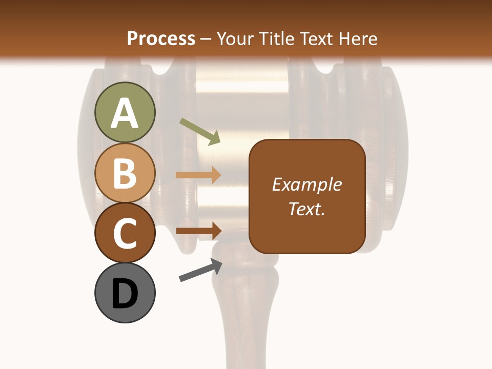 A Wooden Judge's Hammer On A White And Brown Background PowerPoint Template