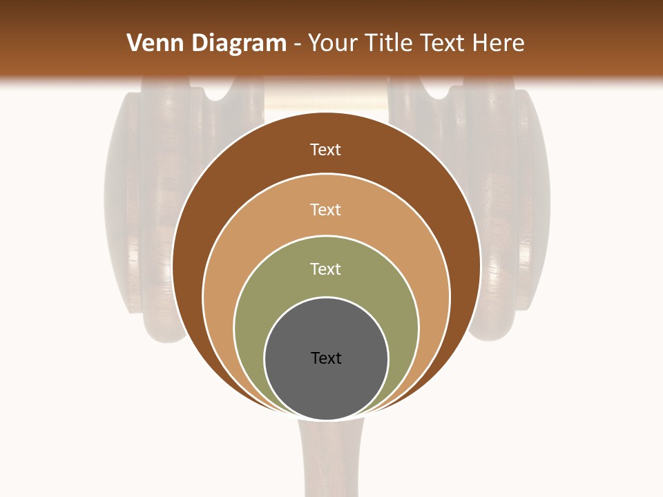 A Wooden Judge's Hammer On A White And Brown Background PowerPoint Template