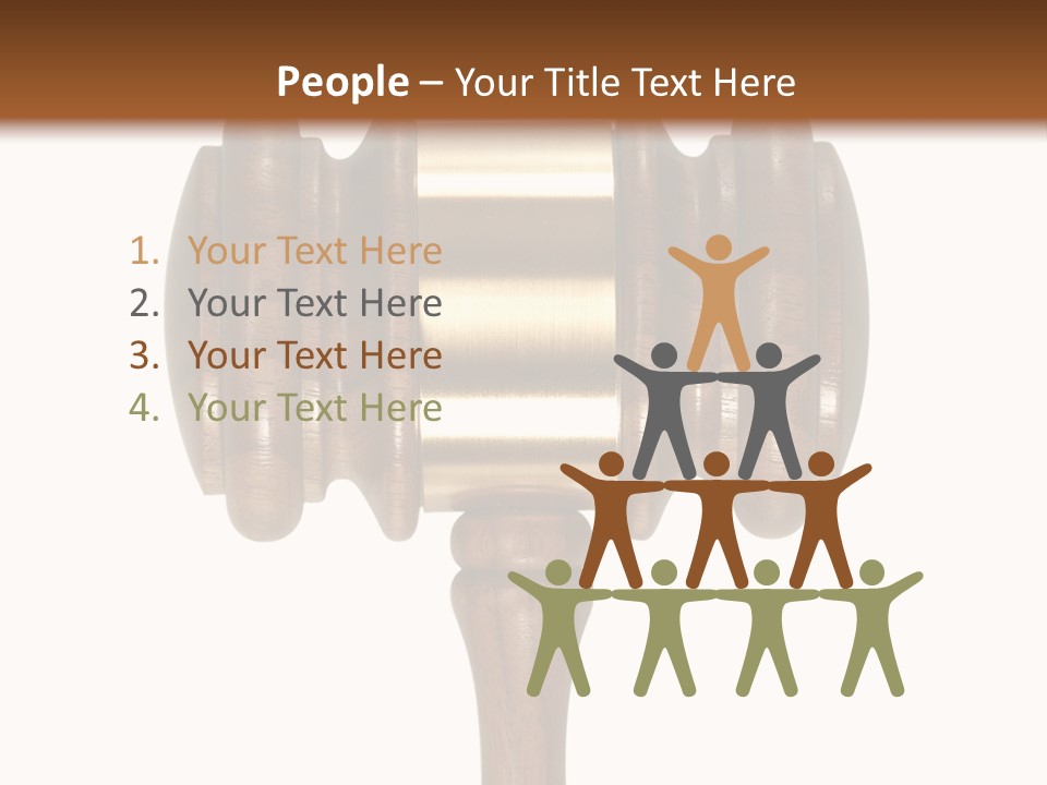 A Wooden Judge's Hammer On A White And Brown Background PowerPoint Template