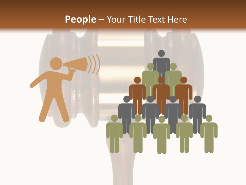 A Wooden Judge's Hammer On A White And Brown Background PowerPoint Template