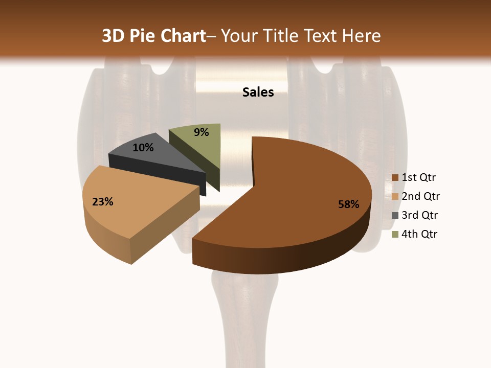 A Wooden Judge's Hammer On A White And Brown Background PowerPoint Template
