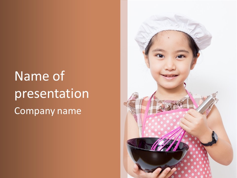 A Little Girl Is Holding A Bowl And Whisk PowerPoint Template