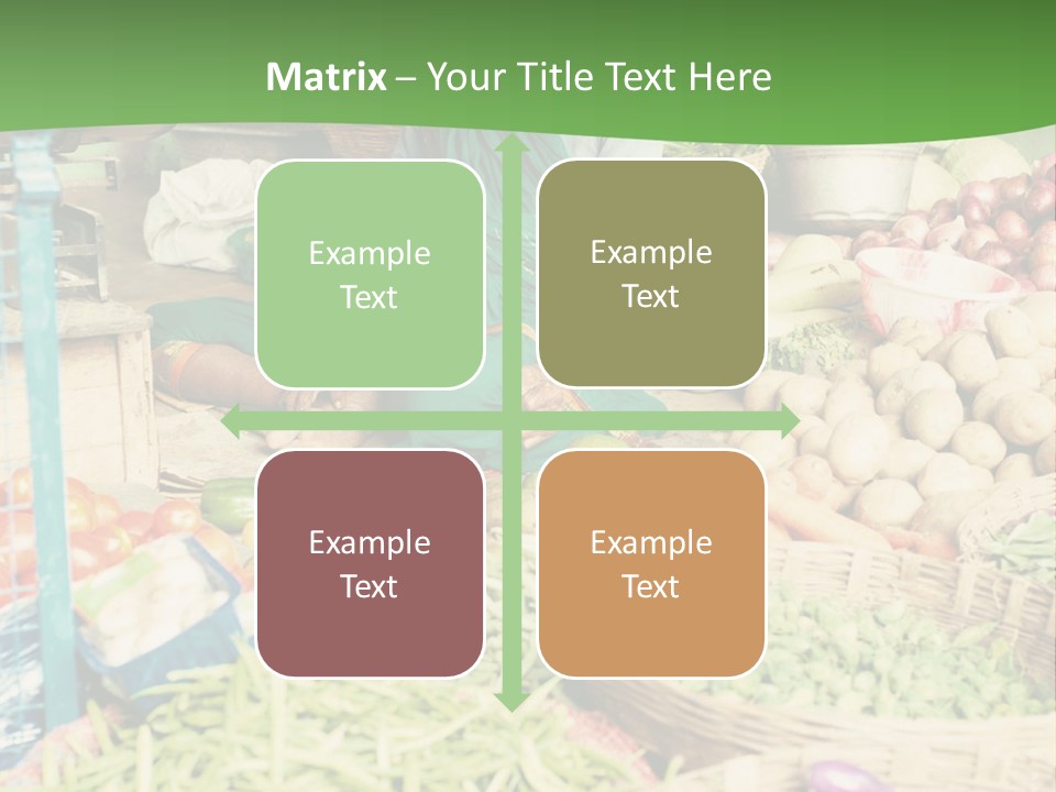 A Woman Sitting In Front Of A Display Of Vegetables PowerPoint Template