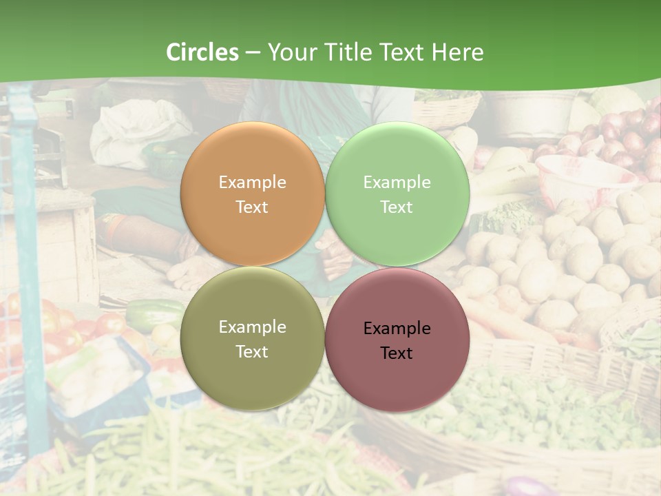 A Woman Sitting In Front Of A Display Of Vegetables PowerPoint Template
