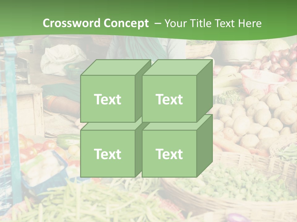 A Woman Sitting In Front Of A Display Of Vegetables PowerPoint Template