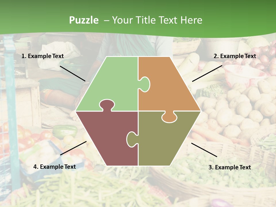 A Woman Sitting In Front Of A Display Of Vegetables PowerPoint Template