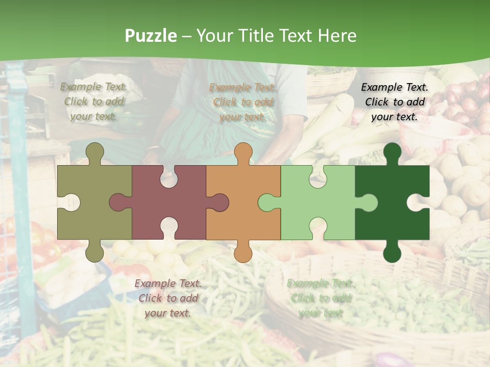 A Woman Sitting In Front Of A Display Of Vegetables PowerPoint Template