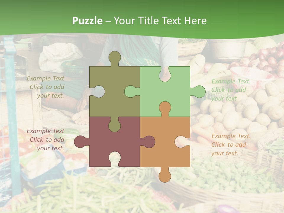 A Woman Sitting In Front Of A Display Of Vegetables PowerPoint Template