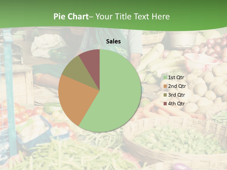 A Woman Sitting In Front Of A Display Of Vegetables PowerPoint Template