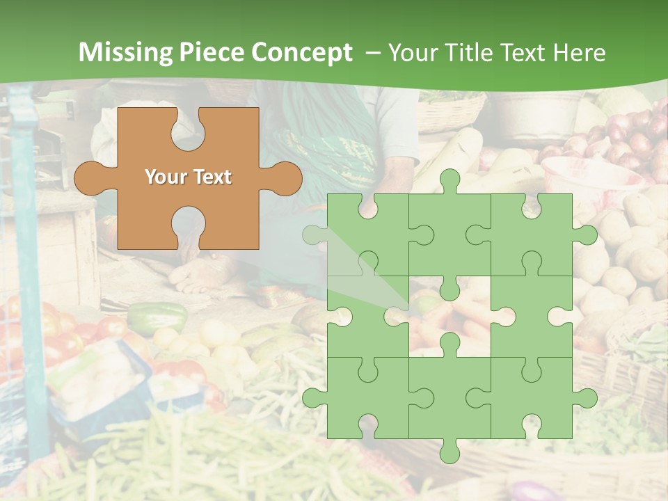 A Woman Sitting In Front Of A Display Of Vegetables PowerPoint Template