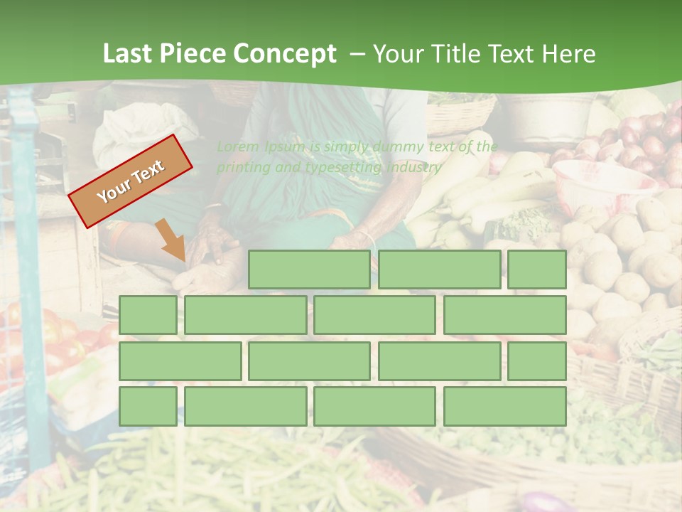 A Woman Sitting In Front Of A Display Of Vegetables PowerPoint Template