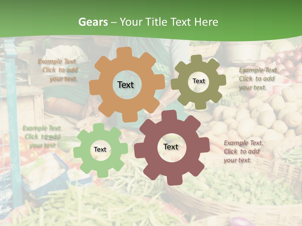 A Woman Sitting In Front Of A Display Of Vegetables PowerPoint Template