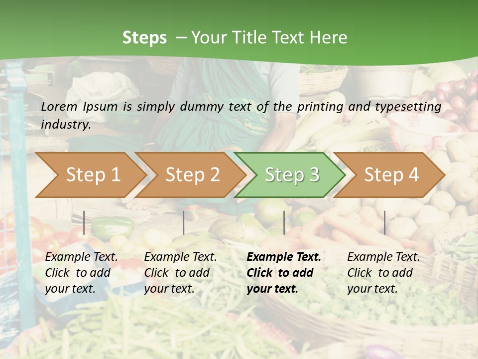 A Woman Sitting In Front Of A Display Of Vegetables PowerPoint Template