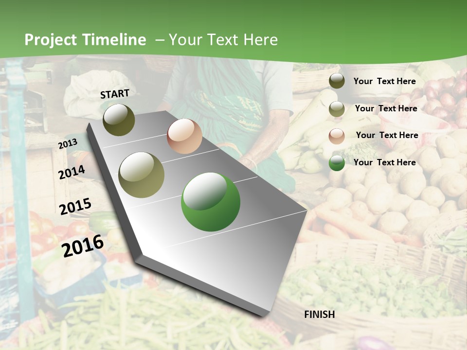 A Woman Sitting In Front Of A Display Of Vegetables PowerPoint Template