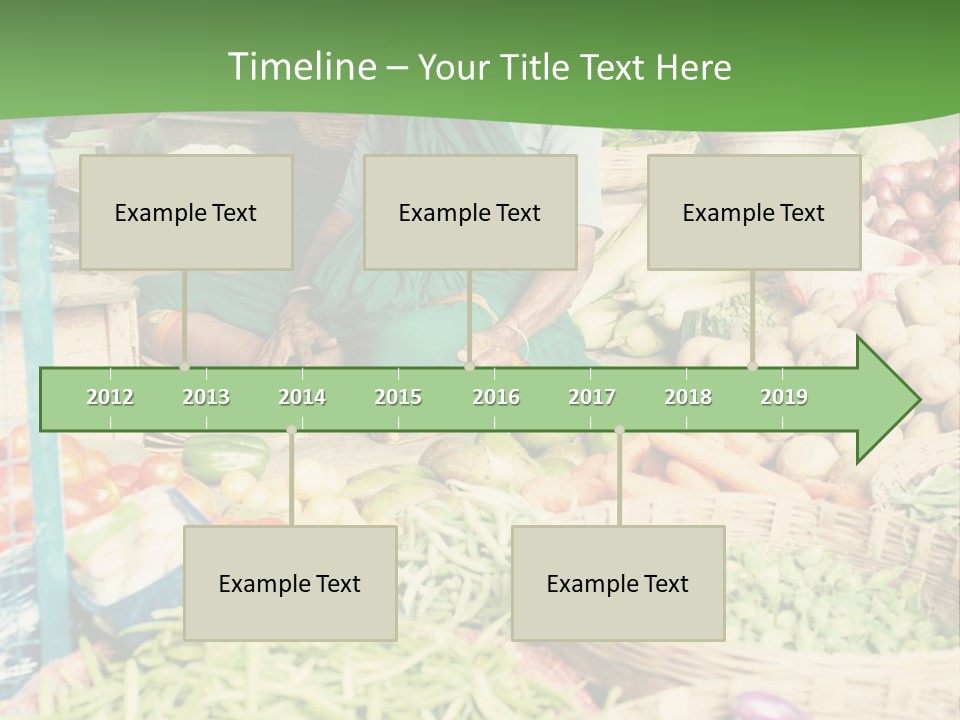 A Woman Sitting In Front Of A Display Of Vegetables PowerPoint Template