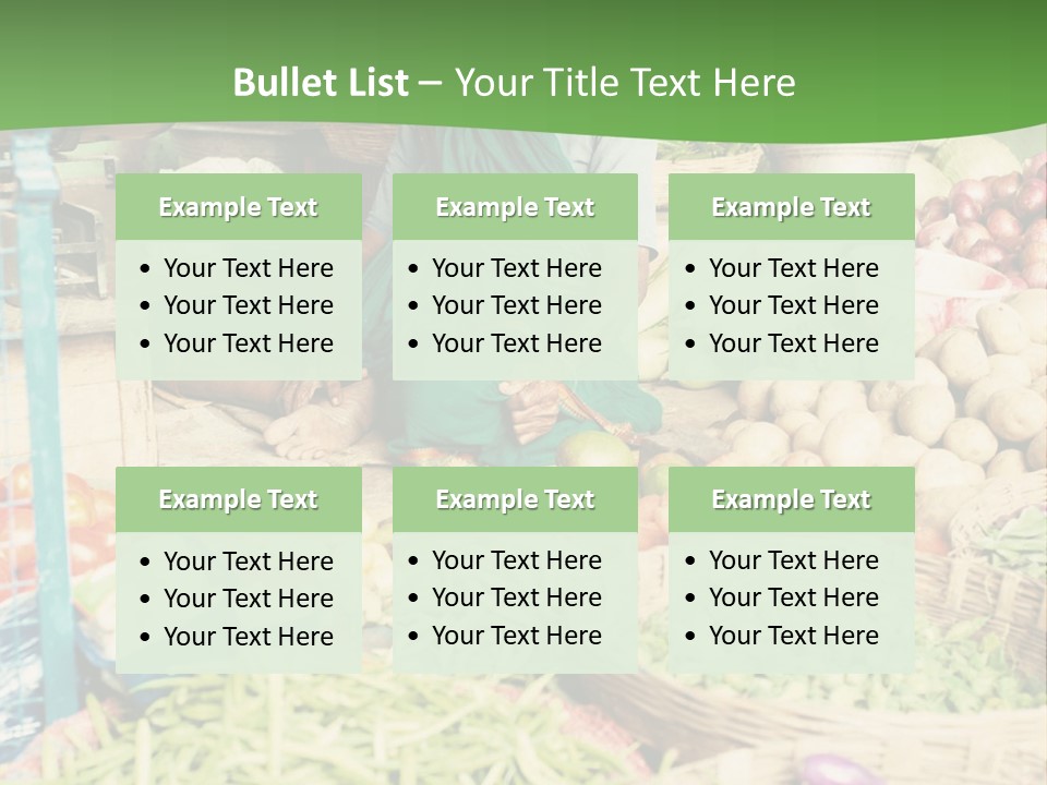 A Woman Sitting In Front Of A Display Of Vegetables PowerPoint Template