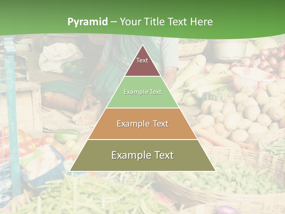 A Woman Sitting In Front Of A Display Of Vegetables PowerPoint Template