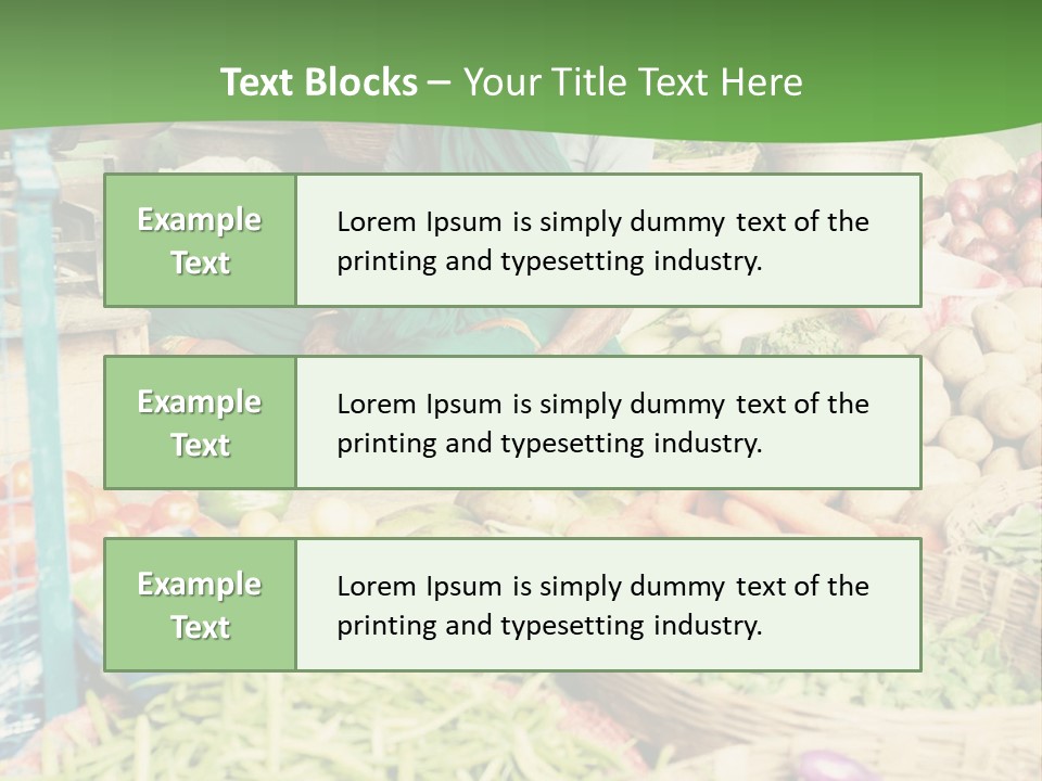 A Woman Sitting In Front Of A Display Of Vegetables PowerPoint Template