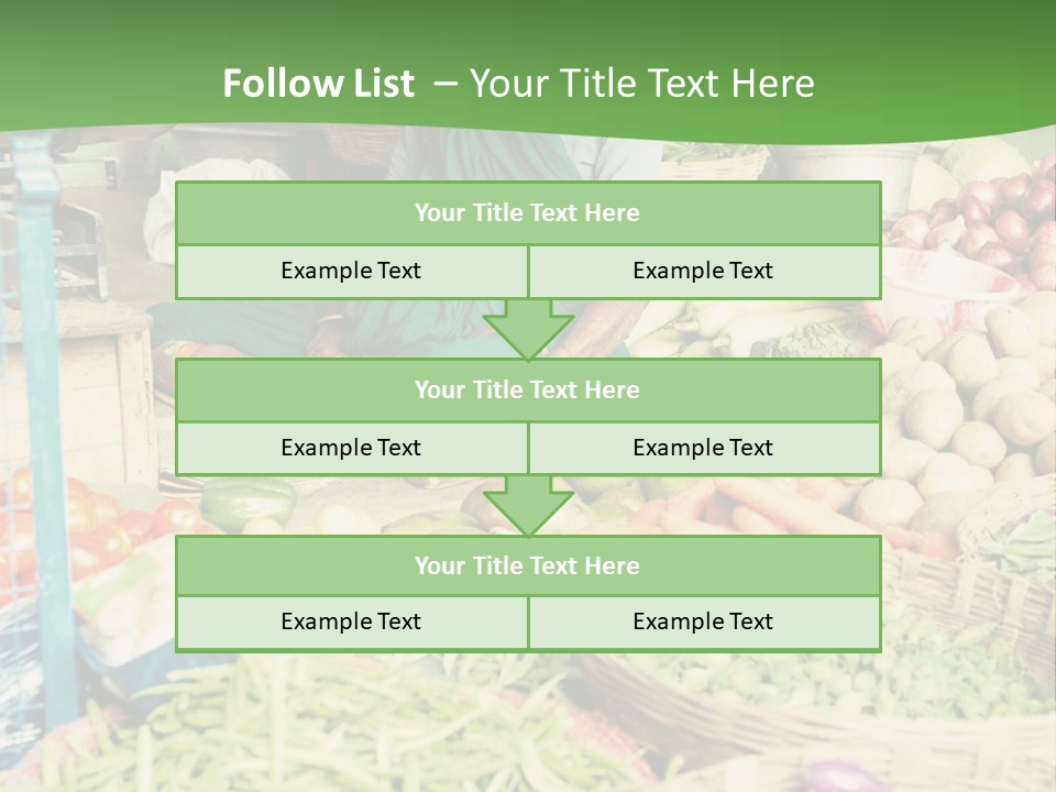 A Woman Sitting In Front Of A Display Of Vegetables PowerPoint Template