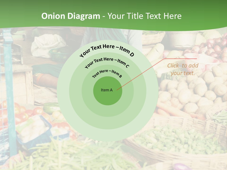 A Woman Sitting In Front Of A Display Of Vegetables PowerPoint Template