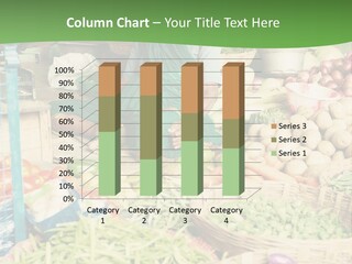 A Woman Sitting In Front Of A Display Of Vegetables PowerPoint Template