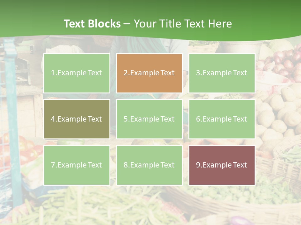 A Woman Sitting In Front Of A Display Of Vegetables PowerPoint Template