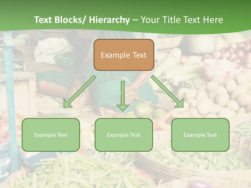 A Woman Sitting In Front Of A Display Of Vegetables PowerPoint Template