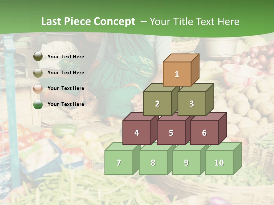 A Woman Sitting In Front Of A Display Of Vegetables PowerPoint Template