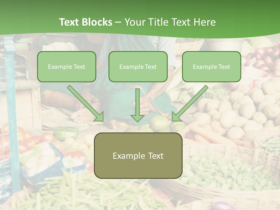 A Woman Sitting In Front Of A Display Of Vegetables PowerPoint Template