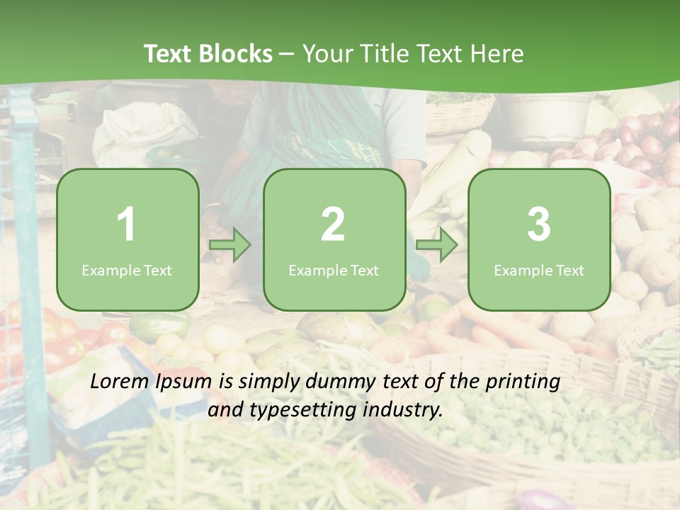 A Woman Sitting In Front Of A Display Of Vegetables PowerPoint Template