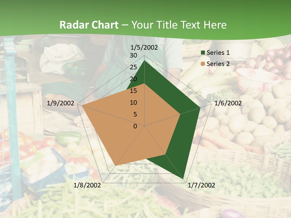 A Woman Sitting In Front Of A Display Of Vegetables PowerPoint Template