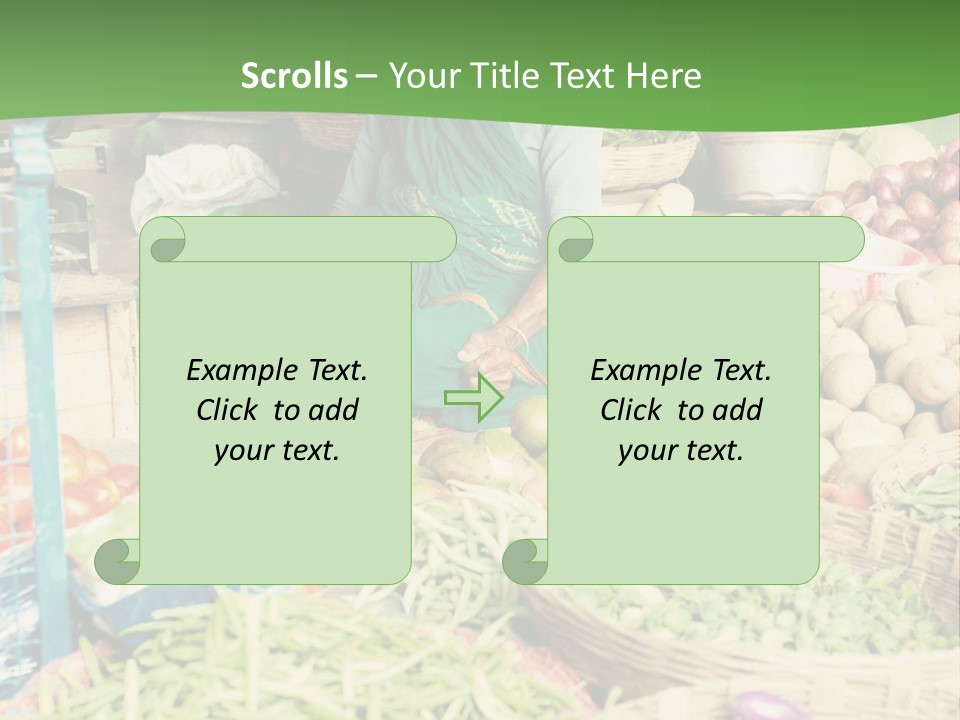 A Woman Sitting In Front Of A Display Of Vegetables PowerPoint Template