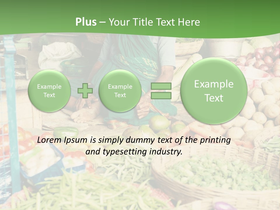 A Woman Sitting In Front Of A Display Of Vegetables PowerPoint Template