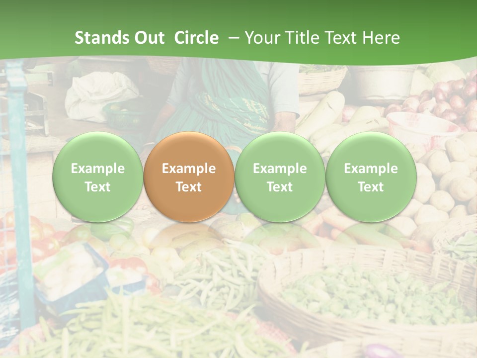 A Woman Sitting In Front Of A Display Of Vegetables PowerPoint Template